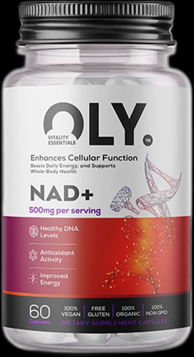 Oly - NAD+ - 500 mg, 60 vegetabiliska kapslar – förpackning